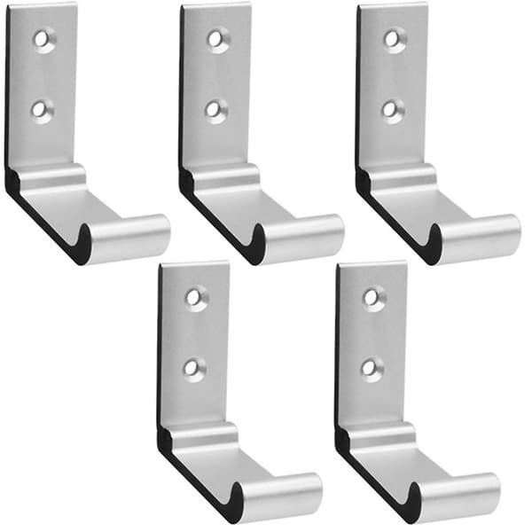 5-pack hopfällbara väggkrokar för handdukar och kläder i aluminium Silver