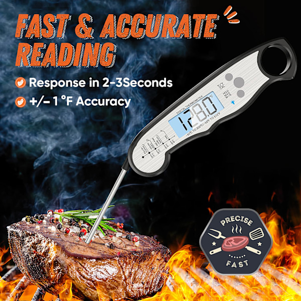 Digital Kötttermometer, Vattentät Instant Read Mattermometer för Matlagning och Grillning, Köksprodukter