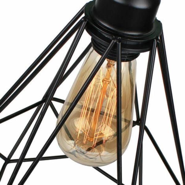 E27 Metall Diamant Retro Vägglampa Armatur för Vardagsrum Hall Sovrum Café Bar - Svart - Svart