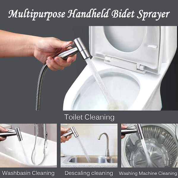 Rustfrit Stål Bidet Toilet Sprøjte Kit, Justerbart Tryk Bidet Sprøjte Håndbruser Til Bidet Hane Perfekt Til Personlig Hygiejne, Rengøringspleje