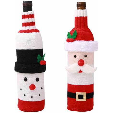 Cisea 2-pack Jutesäckar för Champagneflaskor, Original Juldesign Snögubbe Karaktär Julgåva Idéer LYCXAMES