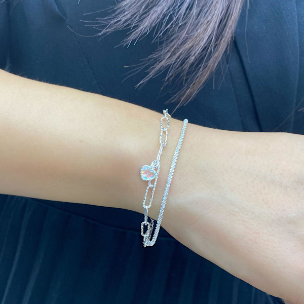 Armband Hjärta Nitar S925 Silver Mode Smycken Ac5126
