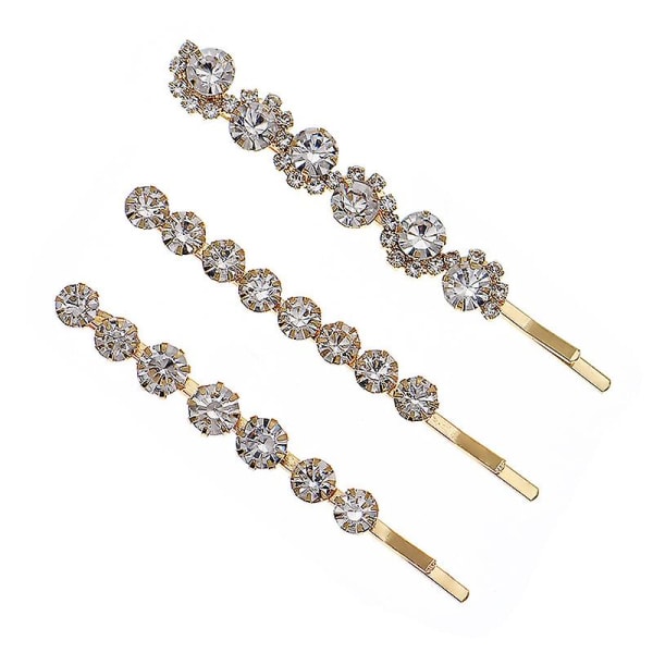 3-pack Retro Rhinestone Hårklämma Dam Vild Temperament Ordkort Lugg Liten & Delikat Klämma