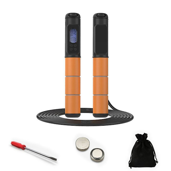 Hopprep, Justerbar Digital Räknare Hopprep För Fitness, Träning, Träning, Boxning, Gym Orange Black