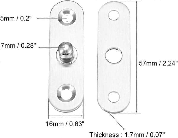 2 sæt rustfrit stål 360 graders roterende dørhængsel 57 mm x 16 mm