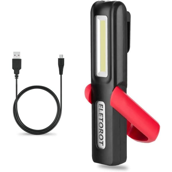 Rød COB inspektionslampe med USB-opladning LED-arbejdslys med strømdisplay egnet til inspektion og eftersyn