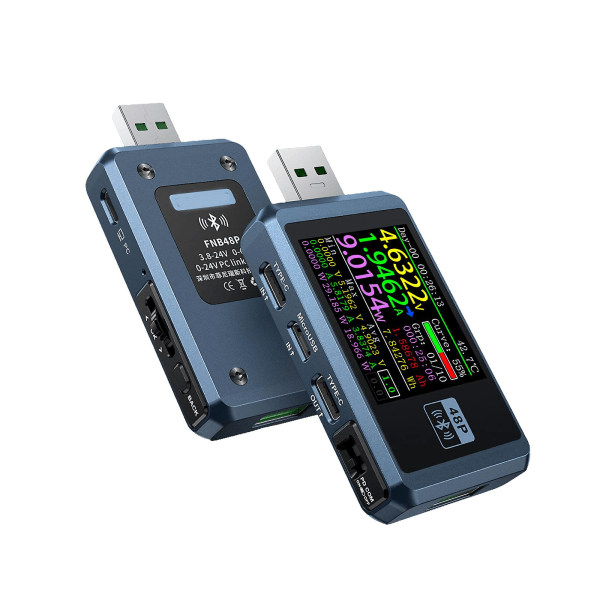 Fnb48p Høy pålitelighet Usb Dc lader tester med voltmeter og amperemeter Blue