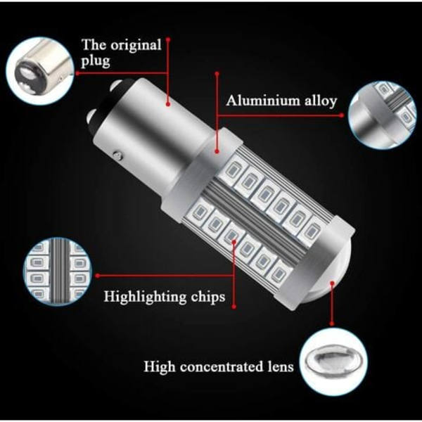 Röda 1157 BAY15D P21/5W 5630 33SMD LED-lampor för bil Canbus 900LM Superljus Bakre Bromsljus Dimljus Positionsljus Bakljus
