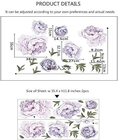 Väggdekaler Lila Pionblomma Väggdekaler Heminredning