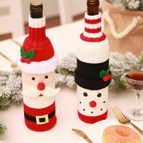 Cisea 2-pack Jutesäckar för Champagneflaskor, Original Juldesign Snögubbe Karaktär Julgåva Idéer LYCXAMES
