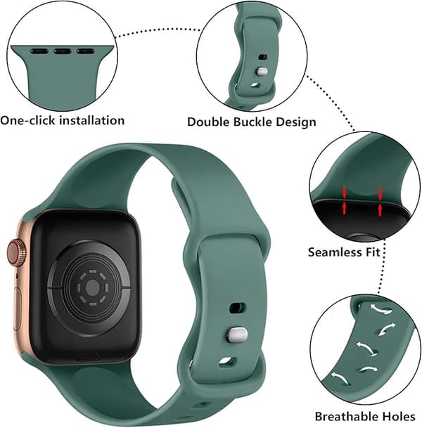 Silikonerem (Grøn, Stor) Kompatibel med Apple Watch Rem