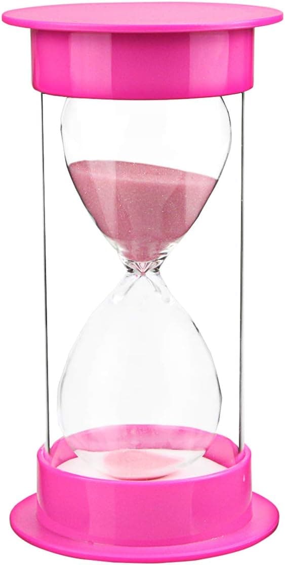Timeglass med beskyttelse for kjøkkentimer og tid på 5 minutter 10 minutter 30 minutter (30 minutter rosa)