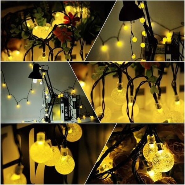 20 LED Solar Garden String Lights Outdoor Crystal Ball String Lights, Yard, Christmas (Warm White)