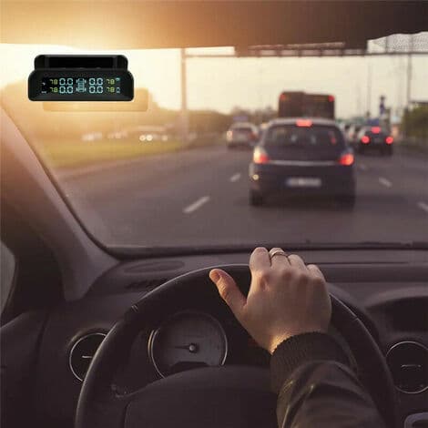 Universal TPMS C260 Solcellsdriven Trådlös Däcktrycksövervakning Realtids Däcktrycksmätare med LCD-Skärm och 4 Externa