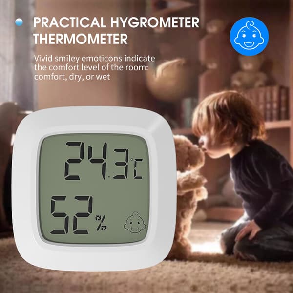 Mini Termo-Hygrometer, Inomhus, Baby, Sovrum, med Magnetisk Display (Celsius Vit)