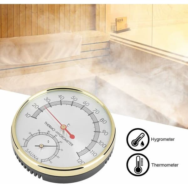 Saunatermometer, Indendørs Metal Dial Termometer Hygrometer til Saunarum