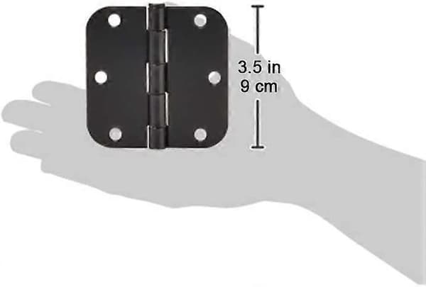 3,5\" x 3,5\" Runde Dørhængsler, 18-pak, Mat Sort