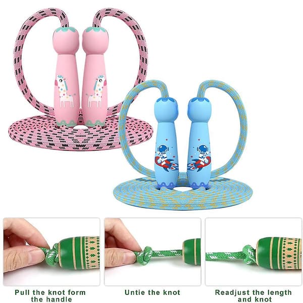 Justerbart hoppetau i tre for barn, gutter, jenter, studenter, trening utendørs Blue Spaceman   Pink Pony 3M