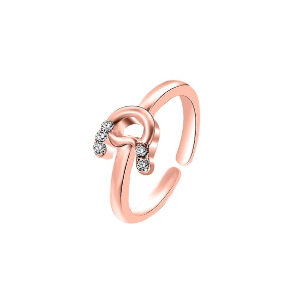 Muodin naiset yksinkertainen A-Z englanninkielinen aakkosten kirjain strassinen avoin sormus koru Rose Gold K
