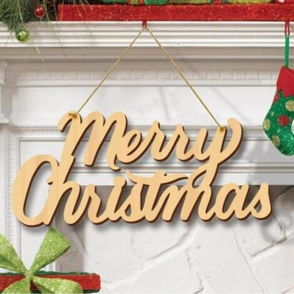 Glædelig Jul Træskilt Shabby Rustik Ubehandlet Træ Ornament Udskæring Hængende Gavemærke Til Juletræ Hjem