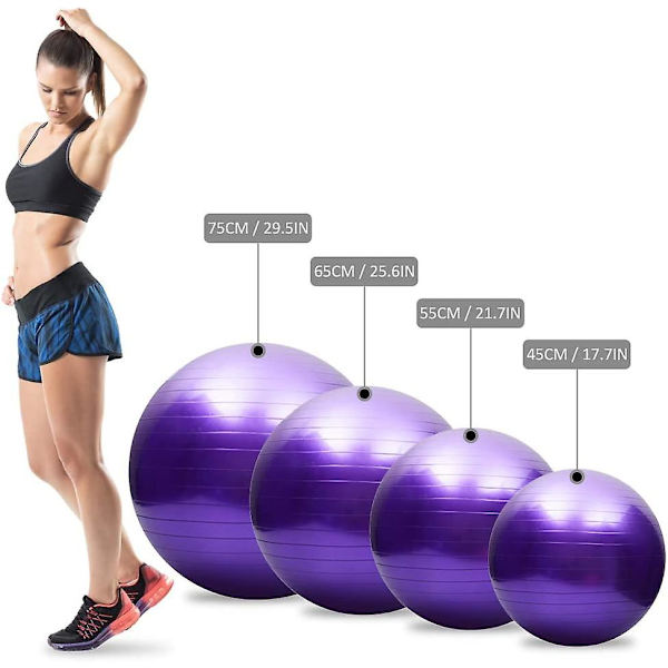 Yogaboll, Anti-burst, Tjock, Stabilitet, Balansboll, Pilates, Barre, Fysioterapi, Träningsboll, Present, Luftpump
