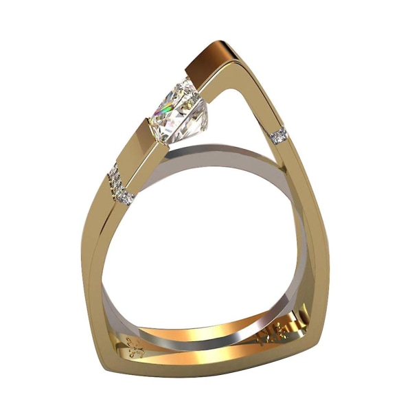 Mode Kvinnor Geometri Hollow Triangle Strass Finger Ring Dekor Smycken Present US 8