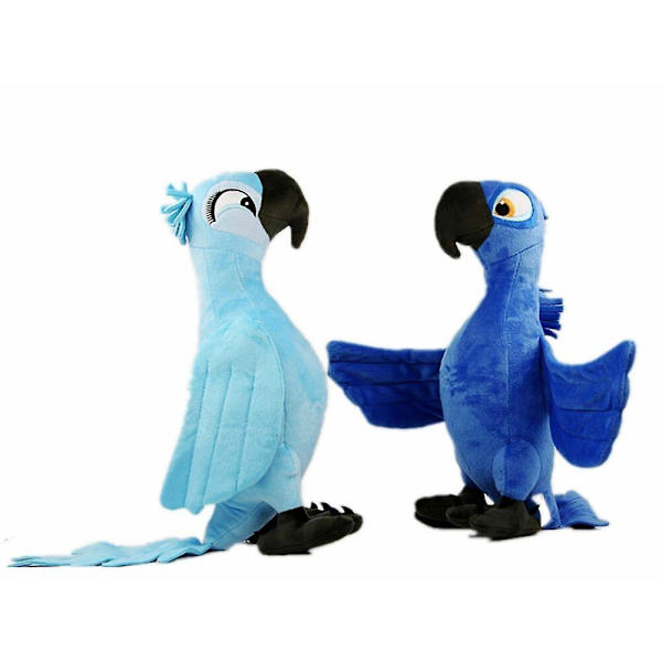 2 st Rio Filmfigur Blå Juvel 35cm Plyschleksak Ara Papegoja Blå Fåglar