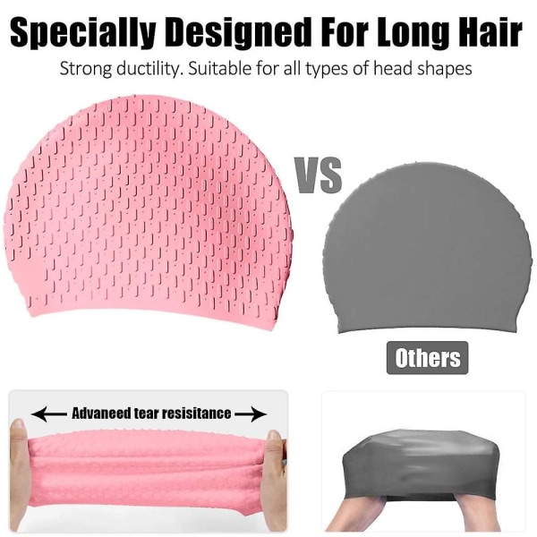 Cap, bekväm cap Idealisk för lockigt kort medellångt hår, cap för kvinnor och män, duschmössor Håll frisyren oförändrad Pink