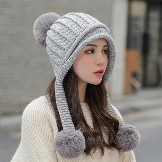 Naisten talvitakki Peruvian Circle Scarf Set Ski Ear Flaps