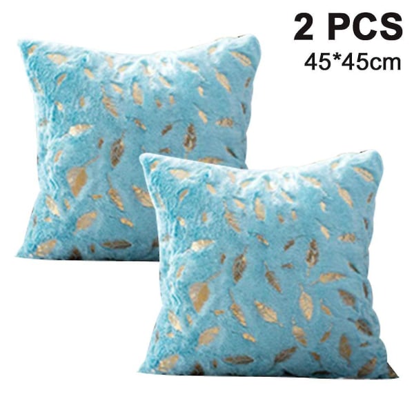 Set Of 2 Bronzing Feather Pillow Case Tassel Cushion Cover Decorative