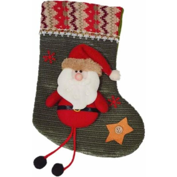 Set med 3 stilar 10\" Julgranshängande strumpa Tomte Snögubbe Presentstrumpa Juldekoration