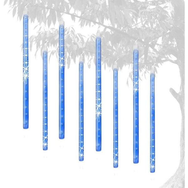 30CM, 8 kpl ulkoilma-pistokkeellisia sinisiä LED-meteorisuihkulähteitä, värikkäitä meteorisuihkulähteitä, sopivat ulkokoristeluun