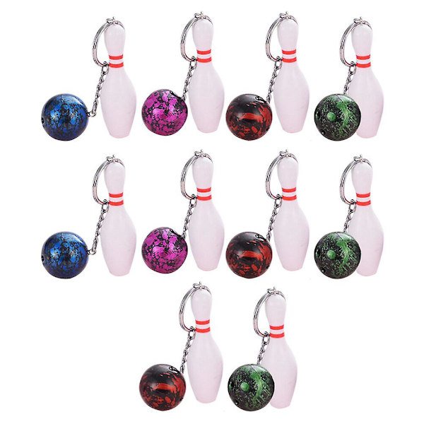 10 kpl Mini Bowling avaimenperä Urheiluteemainen avaimenperä Rannekorun riipus Avaimenpidike Koriste (satunnainen väri)