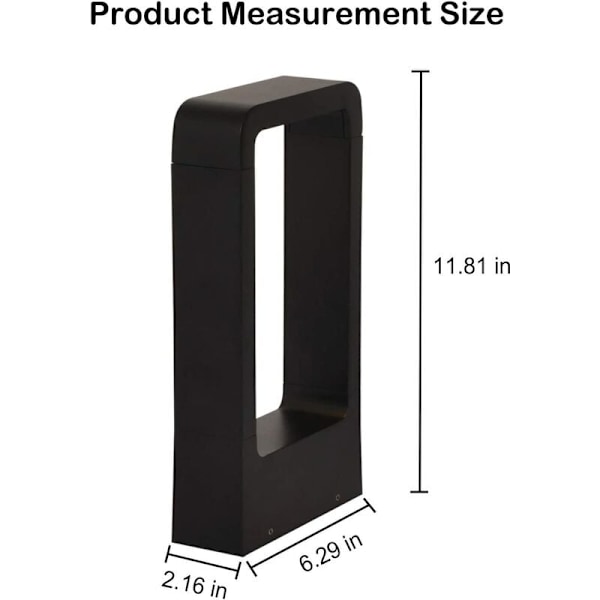 Bollard-valaisin LED-pistorasia 7W 3000k IP65 Terassi Ulkovalaistus Puutarhavalaisin Musta Lämmin valkoinen muotoilu Vedenpitävä