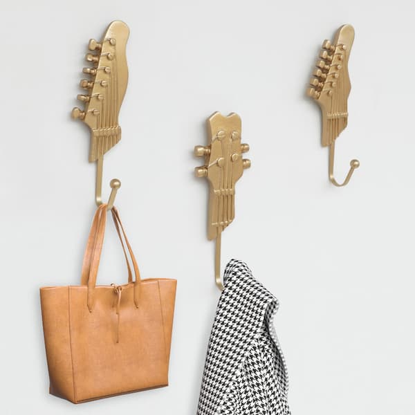 Väggkrokar - Hatt, Rock, Kläder för Sovrumsinredning, Gitarrkrokar och Hängare, 3-pack