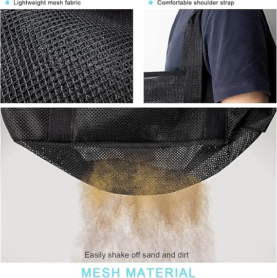 1 stk. Sort Stor Mesh Strandtaske, Strandtaske, Sommer Mesh