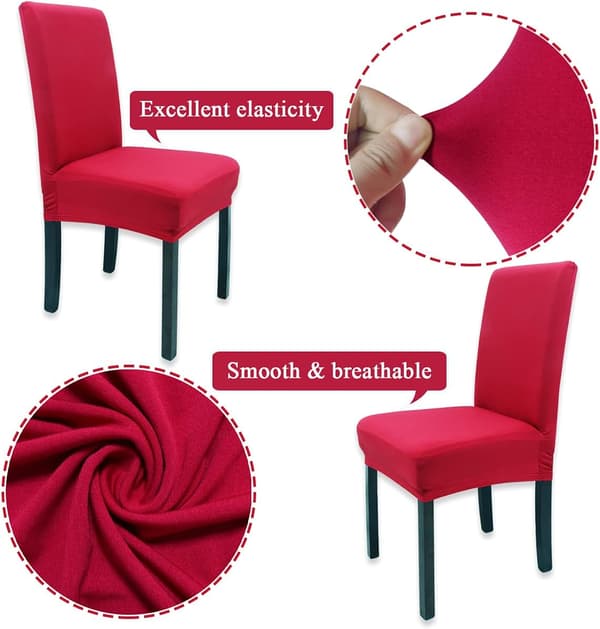 4 Stykker (Rød) Leeyunbee Elastisk Moderne Stoltrekk, Avtakbart