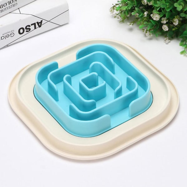 Hundebolle Pet Food Bowl Kreativ Langsom Madskål Anti-Kvælning Langsom Madskål Blue Labyrinth