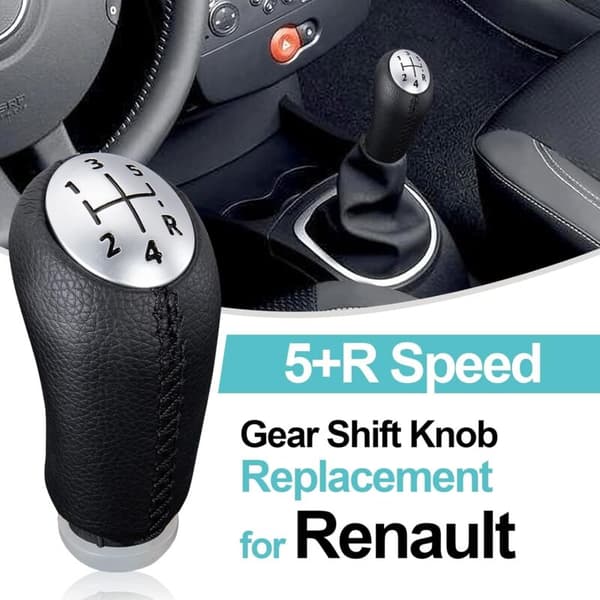 5-trins manuel gearknop – Sort læder – Mat krom finish