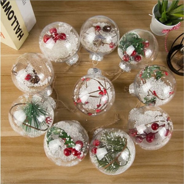 10-pack transparenta LED-julgranskulor, hängande julgransprydnader, födelsedagsfest, sfäriska