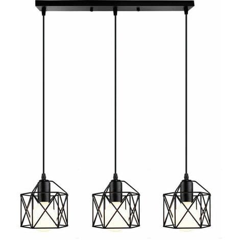 Lysekrone Anhengslampe Metallbur Moderne Taklampe E27 for Soverom Stue Korridor Svart - Rektangulær Base - B