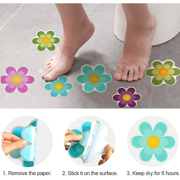28 stk Antislipplater for badekar, baderomsklistremerker i blomsterform, sikkerhetsklistremerker (6 farger/2 størrelser)