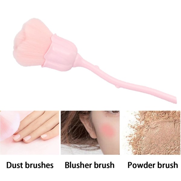 Nail Art Dust Powder Remover, Pink Rose Myk børste Akryl Nail Arts Manikyr Støvrensebørste For negletrimning Rengjøring Makeup Brush Tools Light Pink