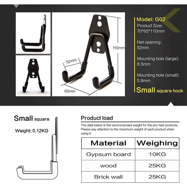 4 stk. Stål Garage Opbevaringskrog, Garage Værktøjs Opbevaringskroge Med Anti-slip Belægning Heavy Duty Rack Til Ophængning af Stiger/cykler/haveværktøj/tov