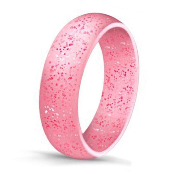 7 st. Dammode Silikon Mjuka Glittrande Fingerringar Fest Smycken Present Glitter Pink US 10