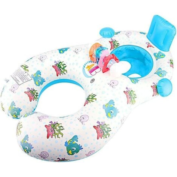 Simbadsflytande för mamma och bebis, badring, pool, med solskydd, uppblåsbar leksak (dubbel båtstol f