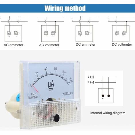 Analog voltmeter, 85C1 DC 0~100UA analog ammeter med peker, strømpanelmeter med enkel struktur Fonepro