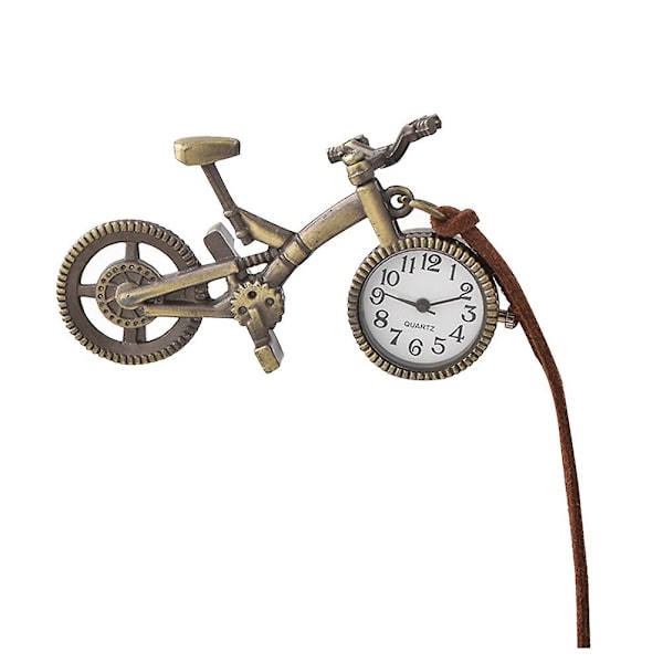 Kreativ Lommeur i Form af Cykel Retro Hængende Ur Delikat Håndværk Hængende Vedhæng med Læderreb