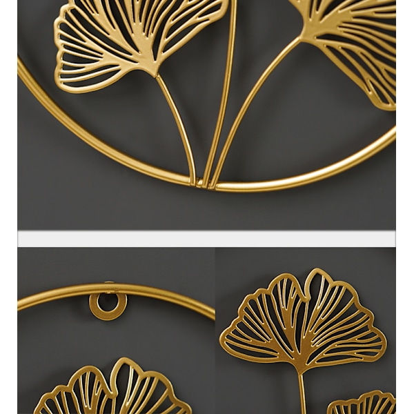 Nordisk ginkgo blad vardagsrumsväggdekoration väggdekoration väggdekoration guld, ihålig ginkgo blad 21*21cm