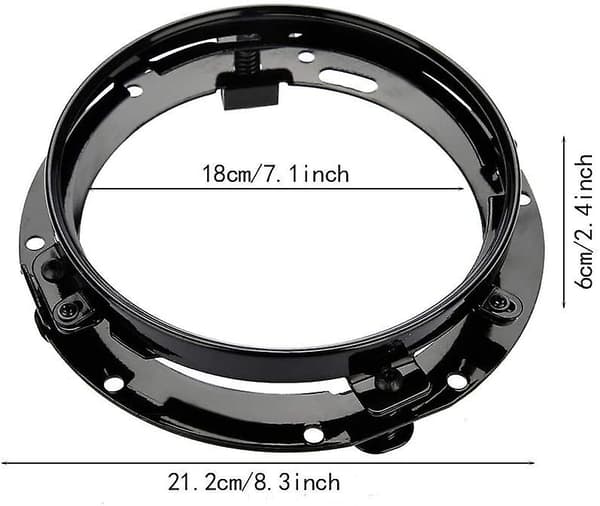 7\" Rundt Forlygte Monteringsbeslag Ring Aluminiumlegering Sort Sølv (sort)